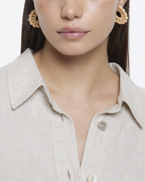 White Wooden Hoop Earrings