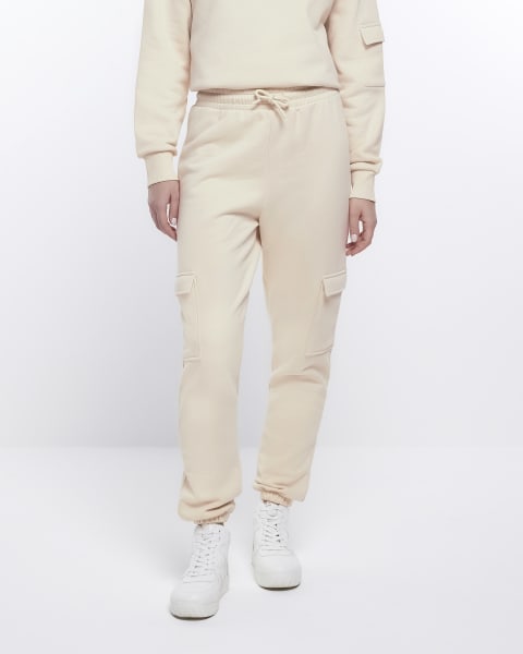 Beige cargo joggers