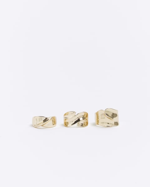 Gold colour textured rings multipack
