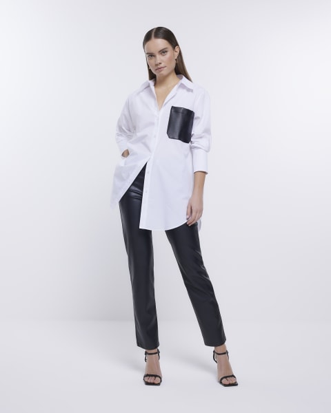 White oversized long sleeve shirt