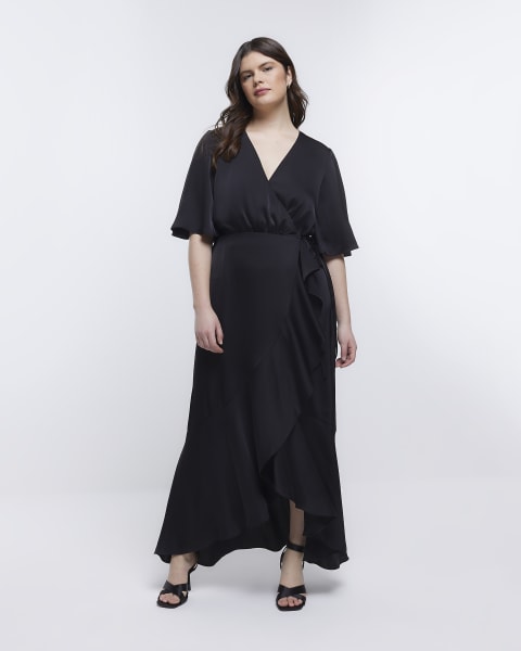 Black Bridesmaid collection Satin fabric Maxi