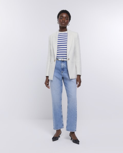White boucle blazer