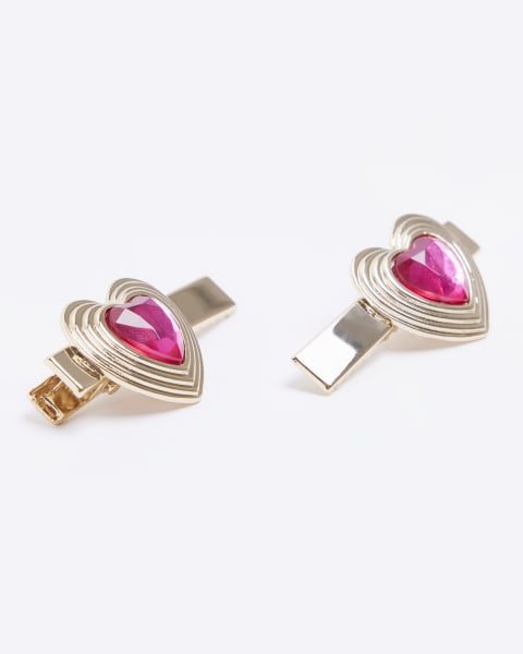 Gold heart hair clips