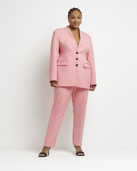 Plus pink slim cigarette trousers