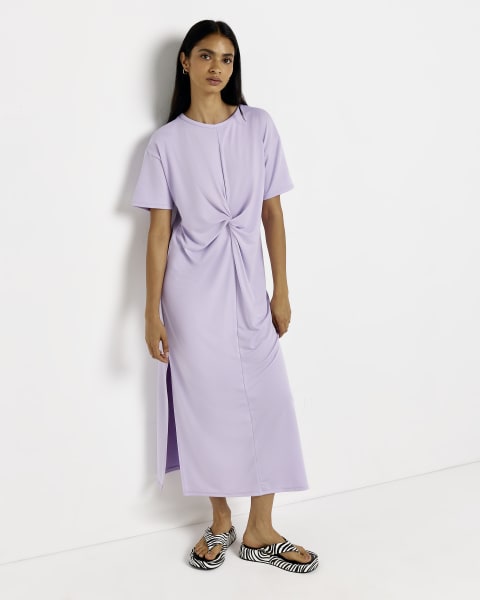 Purple twist t-shirt midi dress