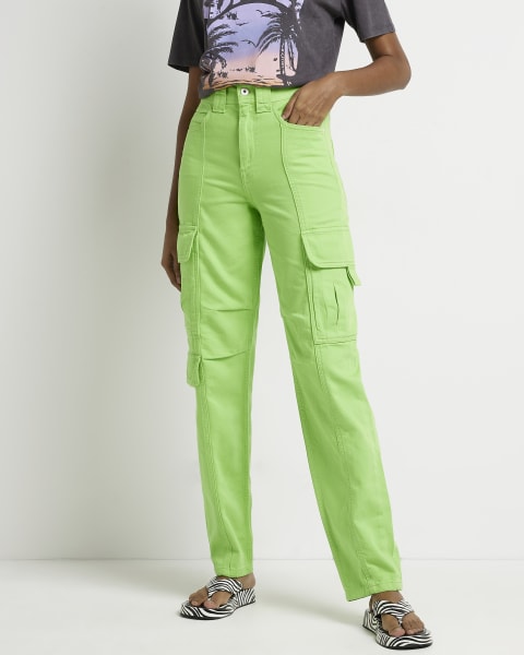 Green high waisted cargo jeans
