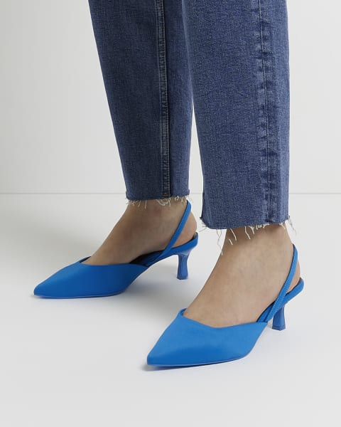 Blue sling back court shoes