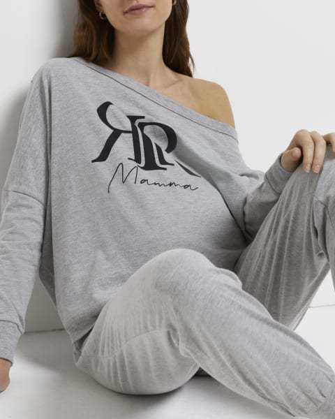 Grey maternity off the shoulder top