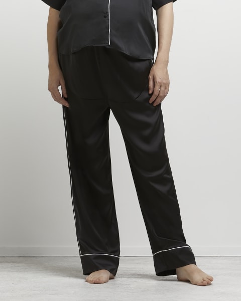 Black satin maternity pyjama bottoms