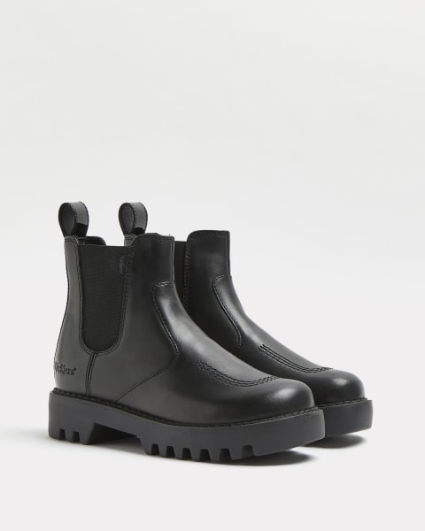 Kickers black leather chelsea boots