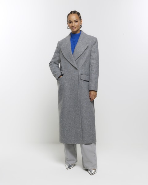 Grey studded longline coat