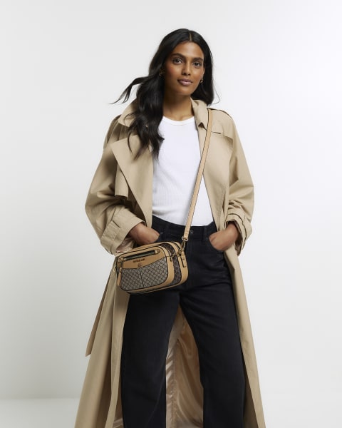 Brown RI monogram cross body bag