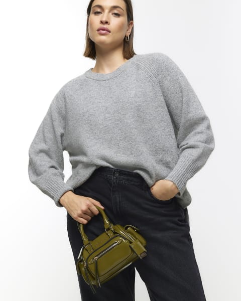 Khaki utility small shoulder bag