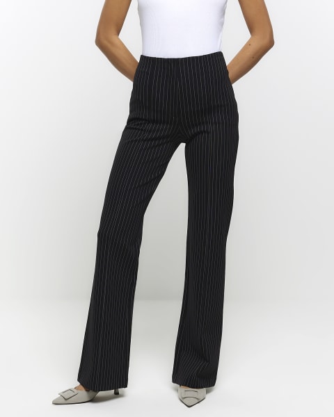 Navy stripe straight trousers