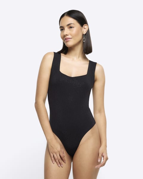 Black diamante bodysuit