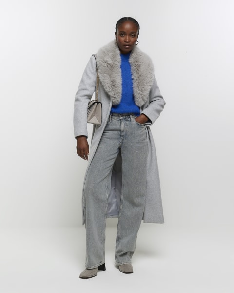 Blue high neck jumper