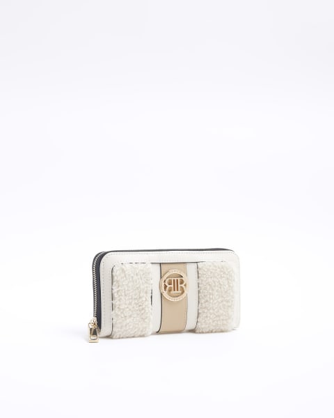 Cream borg purse