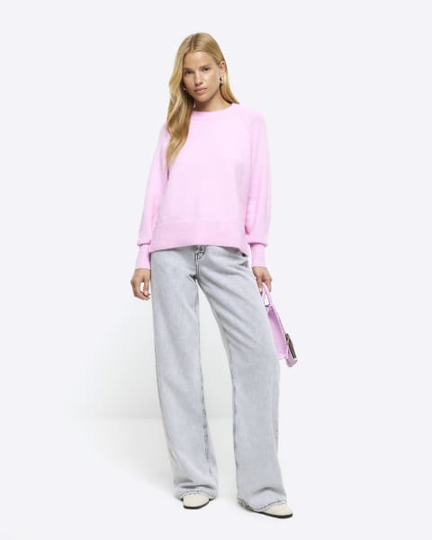 Pink knitted oversized jumper