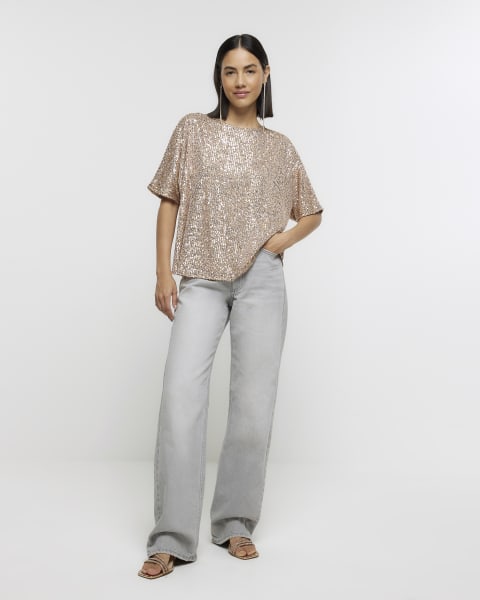 Gold sequin t-shirt