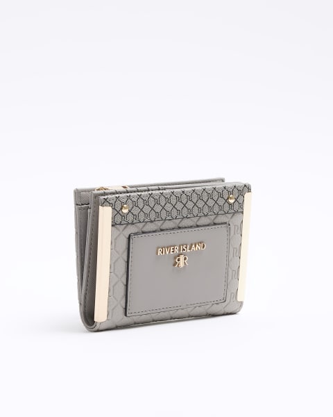 Grey RI monogram foldover purse