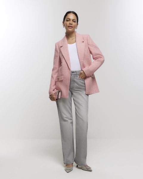 Pink boucle blazer