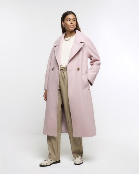 Pink wool blend oversized coat
