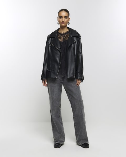 Black lace long sleeve top