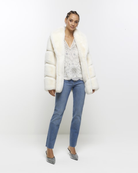 Taupe Monogram Faux Fur Coat - TK Maxx UK