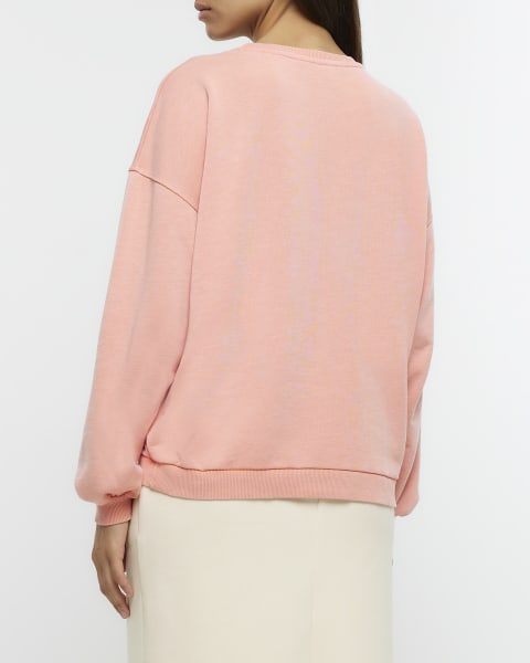 Coral graphic oversized sweatshirt