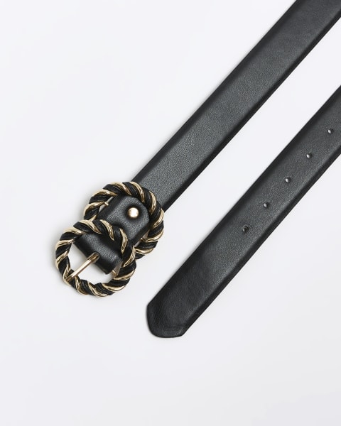 Black twist buckle belt