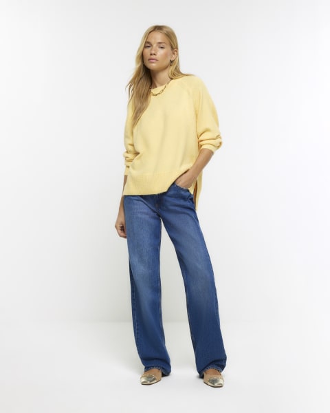 Yellow knitted oversized jumper