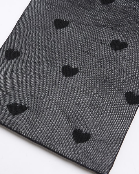 Black heart print tights