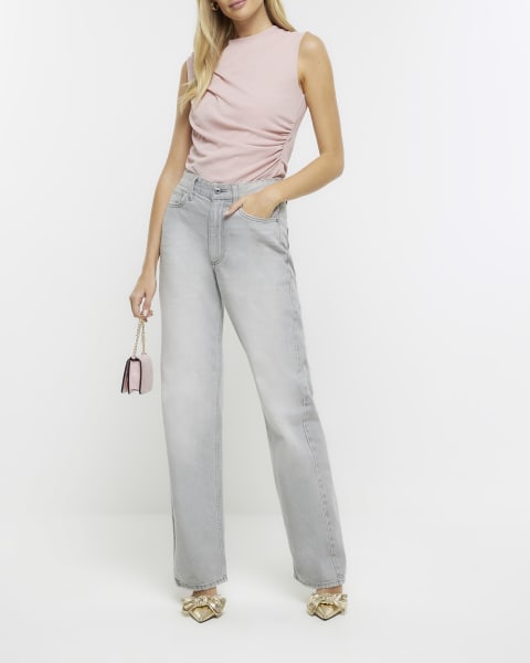 Pink drape sleeveless top