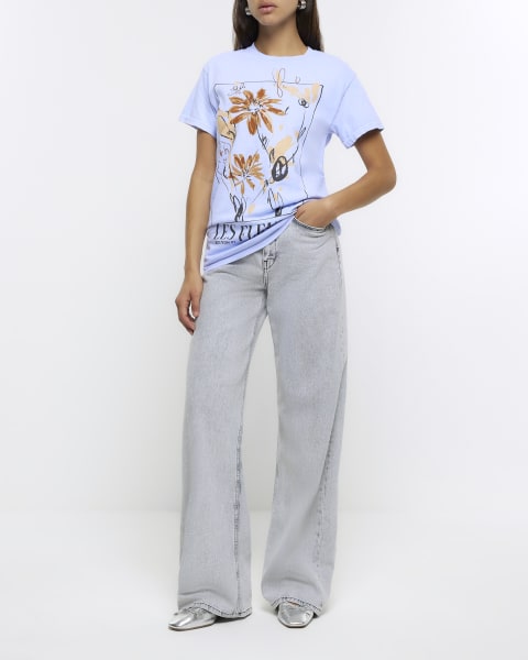 Purple floral graphic t-shirt