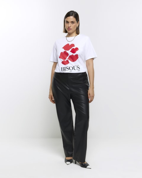 Plus white graphic t-shirt
