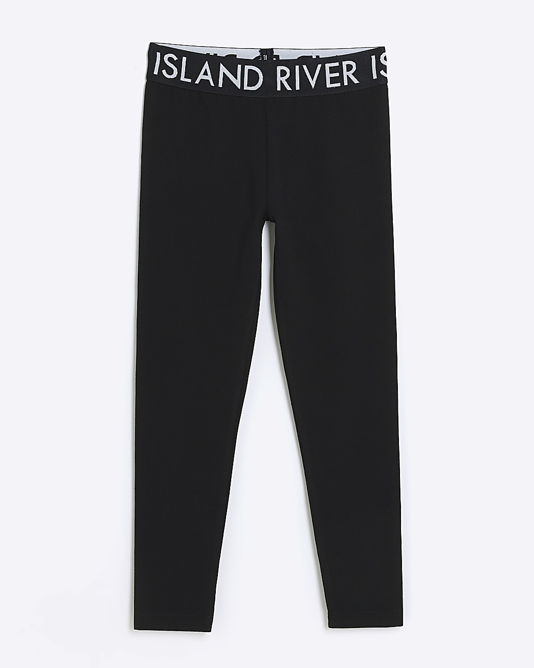 Girls black rib flared trousers