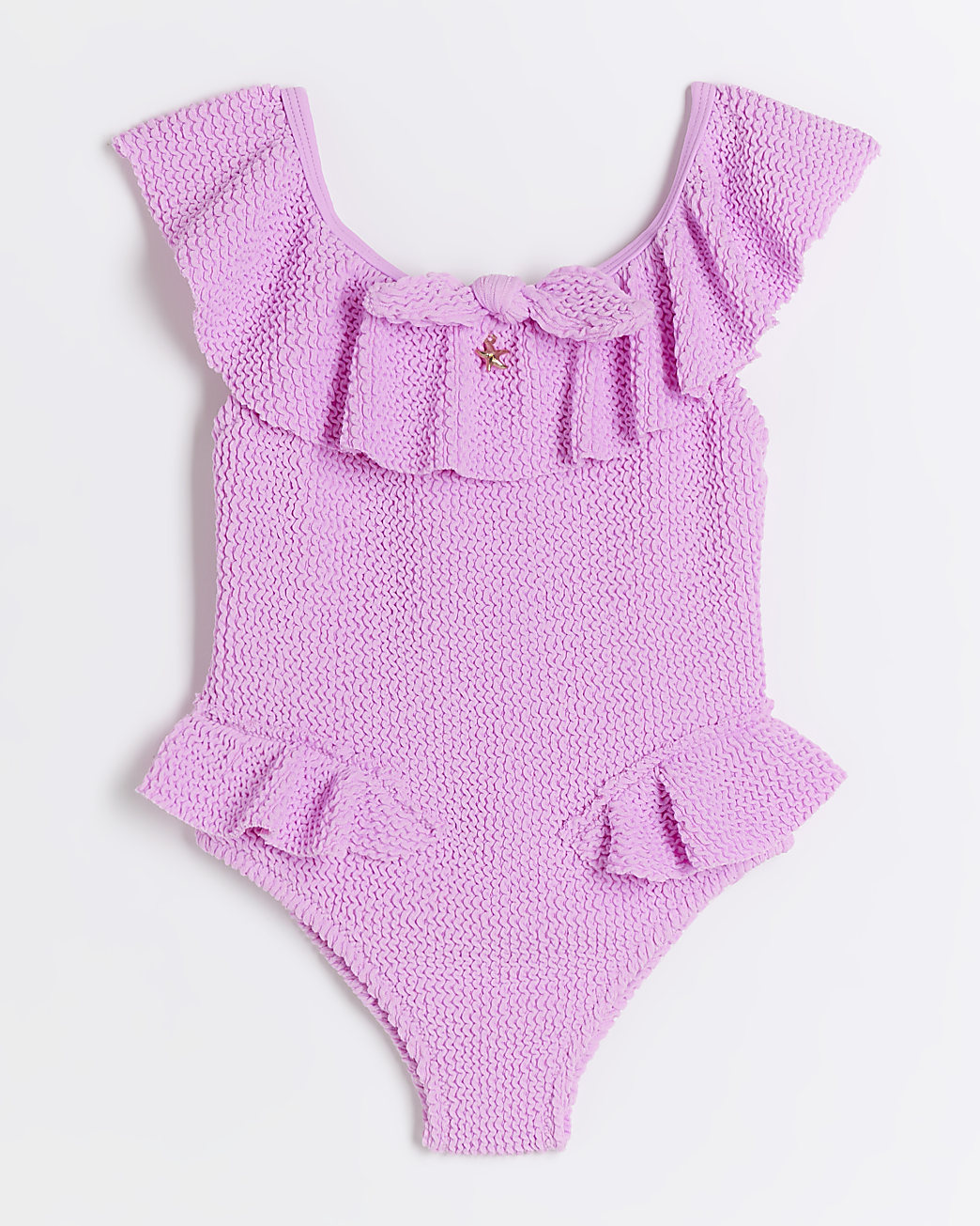 Girls denim dress with purple, pink, red & green body suit. Size 9-12 mths.