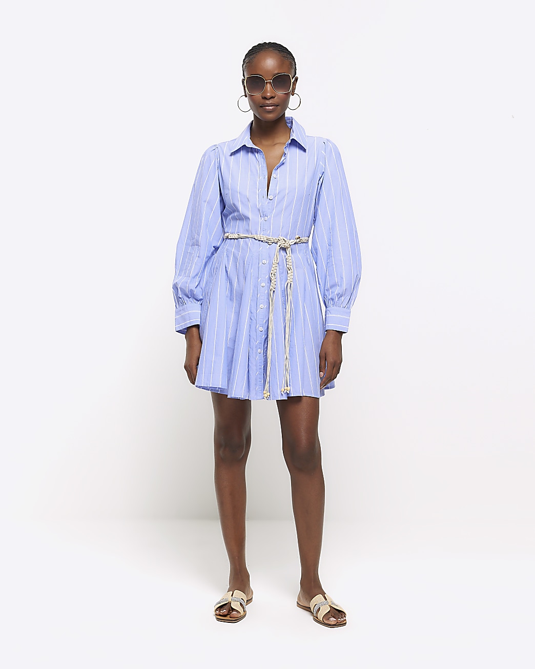 Striped button 2024 up shirt dress