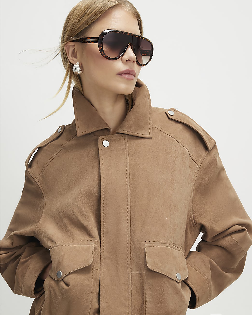 high street boxy suede jacket for women