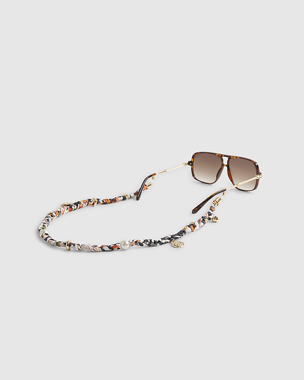 Womens Orange Multi Charm Sunglasses Chain
