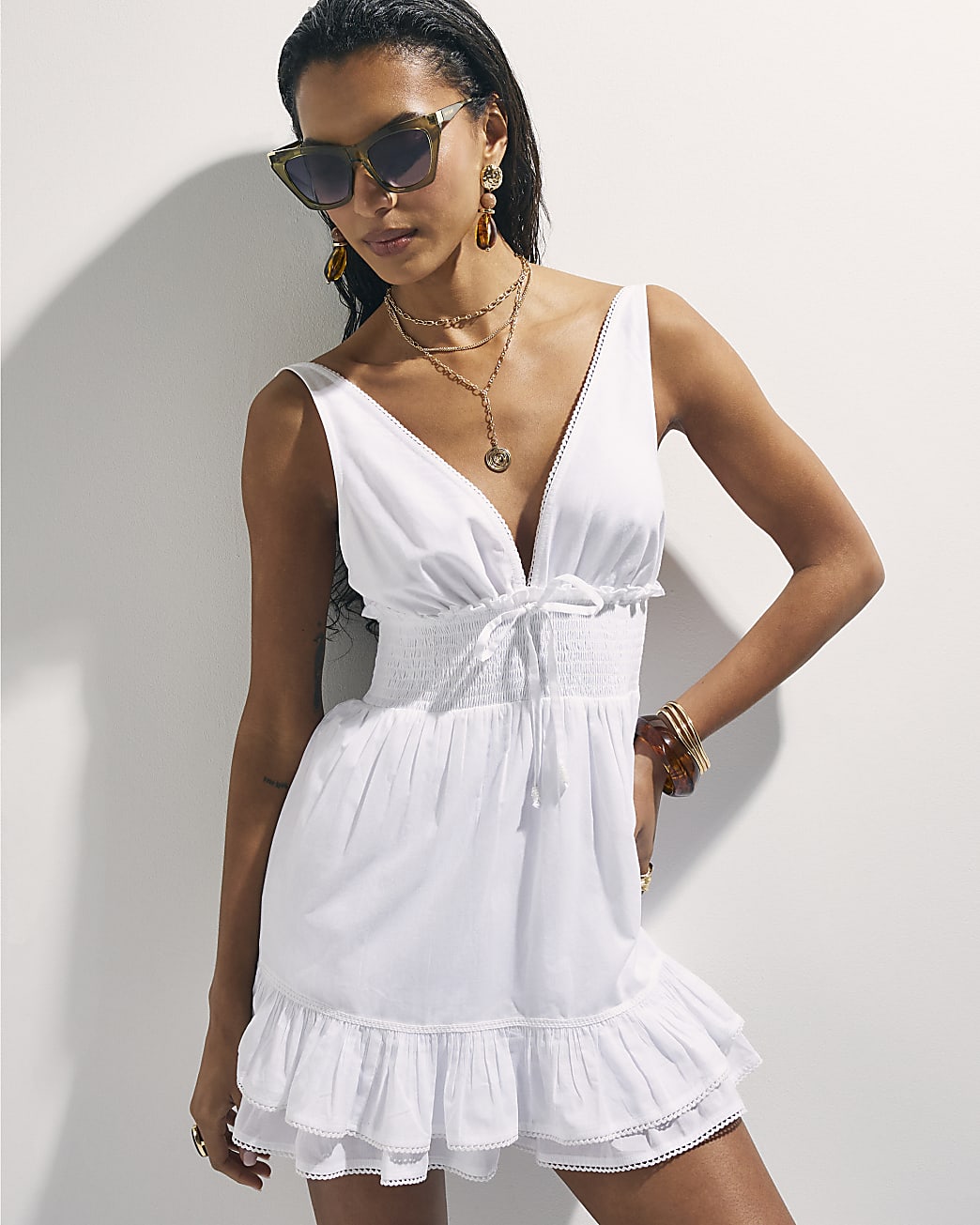 sachin and babi light blue dress Windsor Lainey Ruffled High Slit Long Formal Dress main image 1
