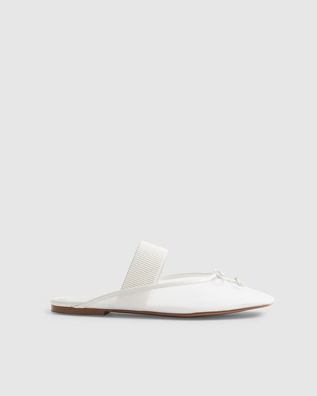 Womens White Mesh Backless Ballet Pumps