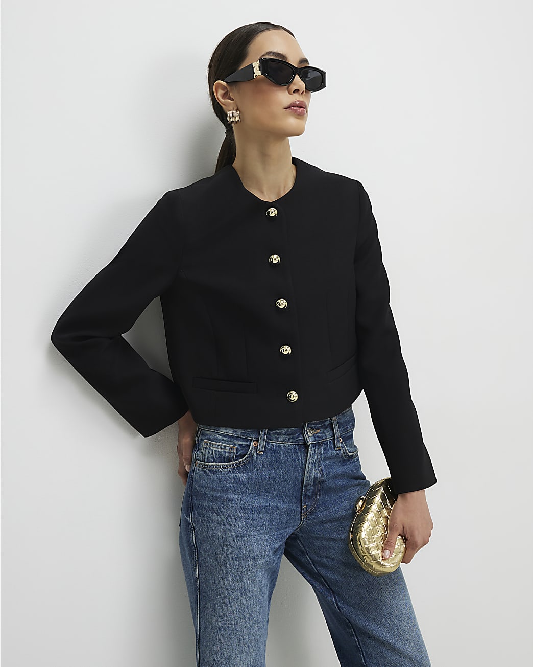River Island crop bouclé jacket – best high street spring jacket for women 2026
