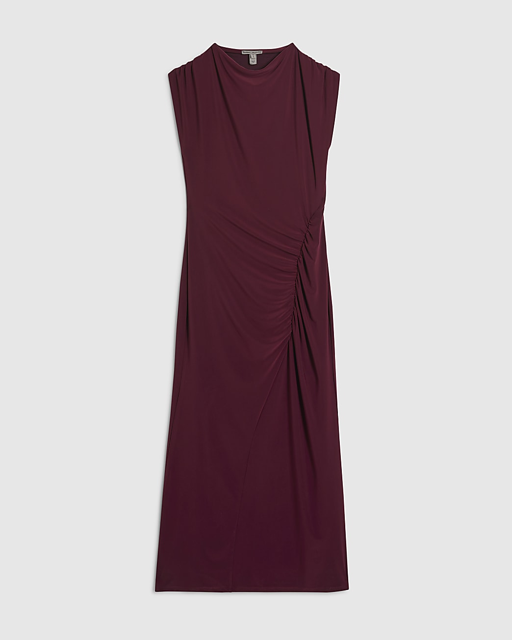 Womens Petite Red Ruched Maxi Dress