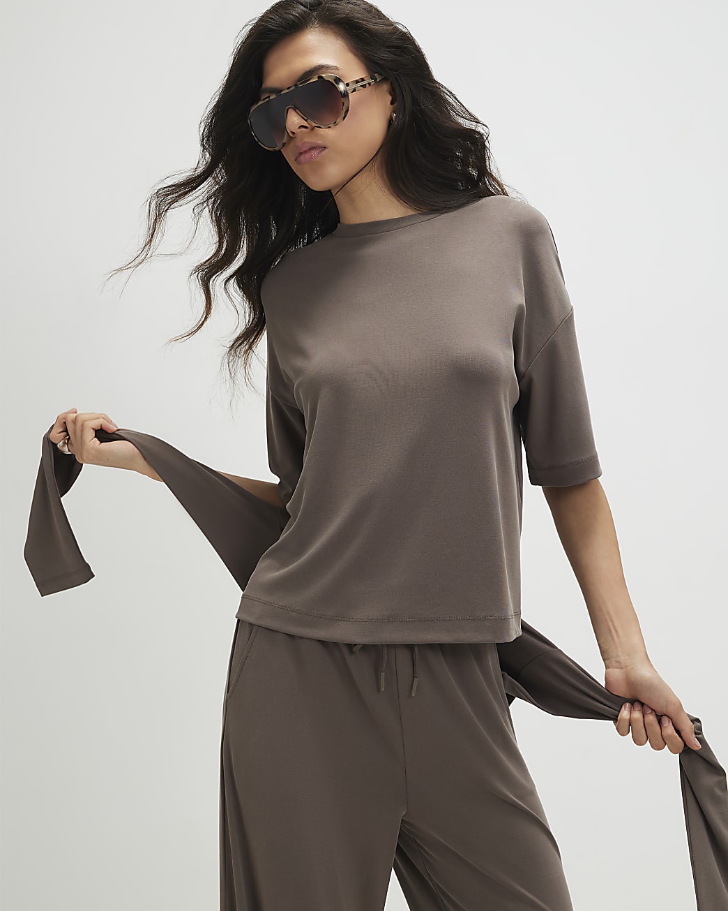 Womens Brown Soft Touch T-Shirt