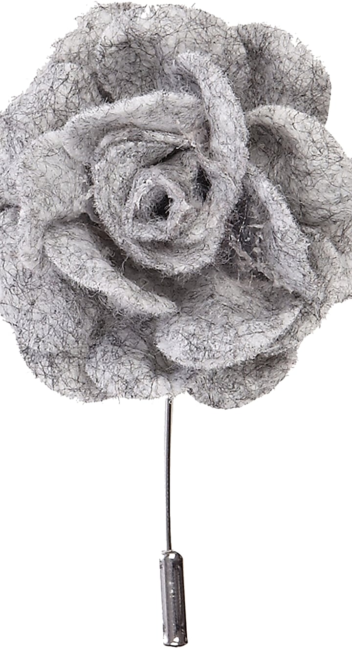 Grey soft fabric flower lapel pin