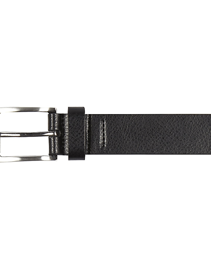 Black silver tone buckle belt