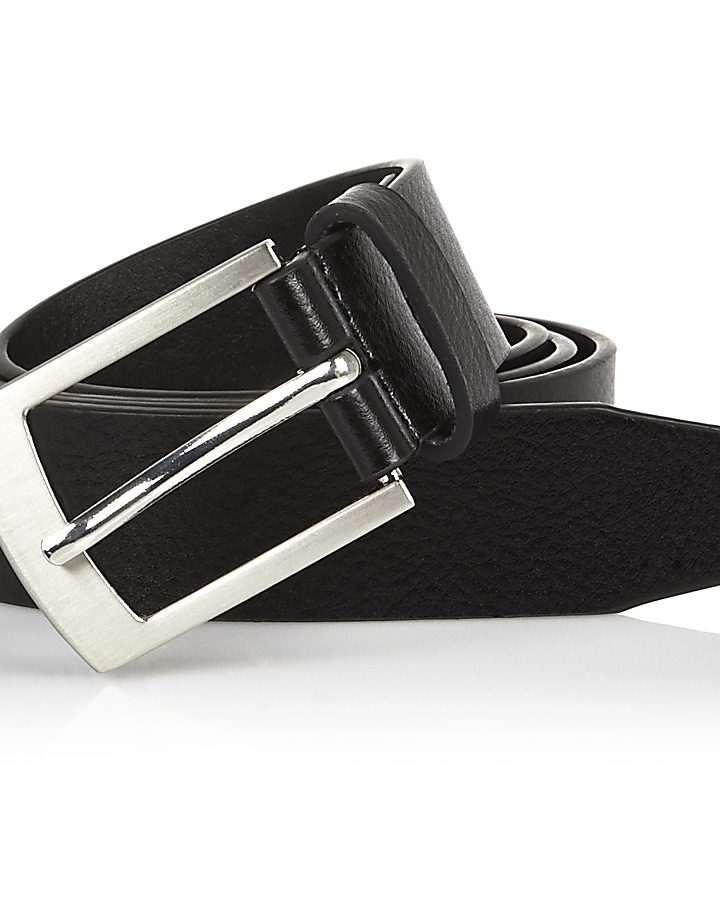 Black silver tone buckle belt