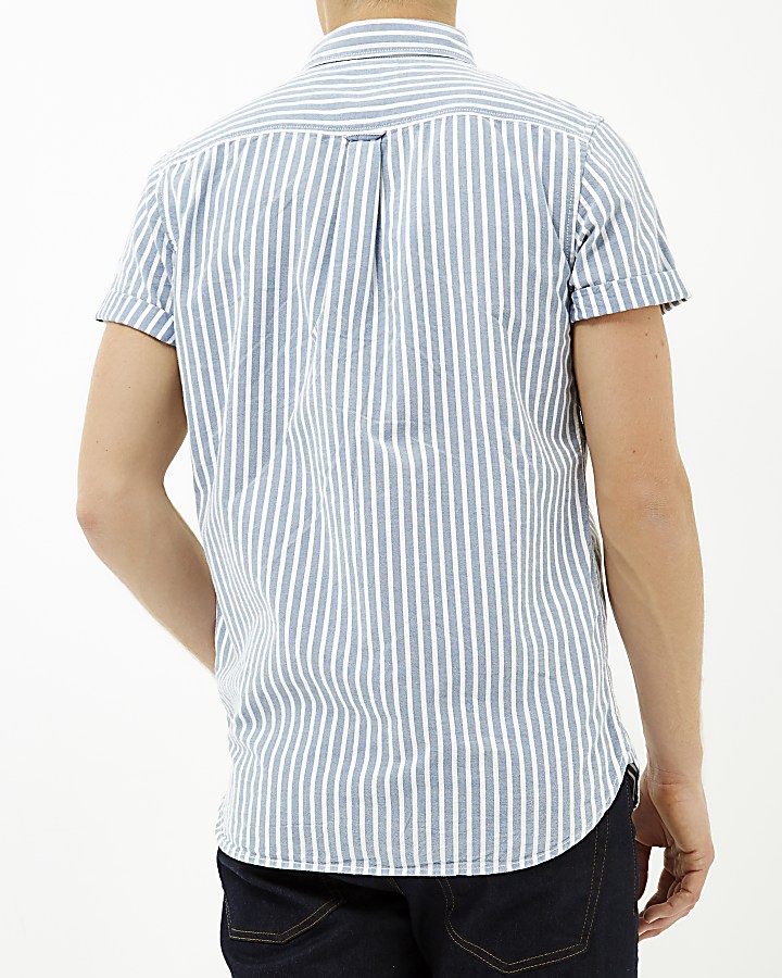 Blue stripe short sleeve shirt
