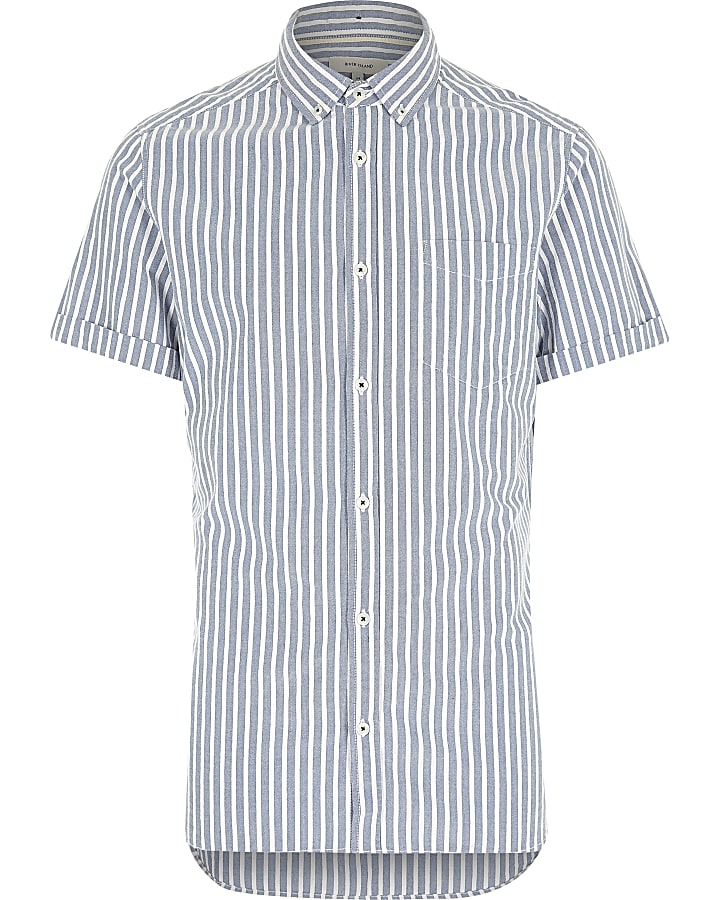 Blue stripe short sleeve shirt